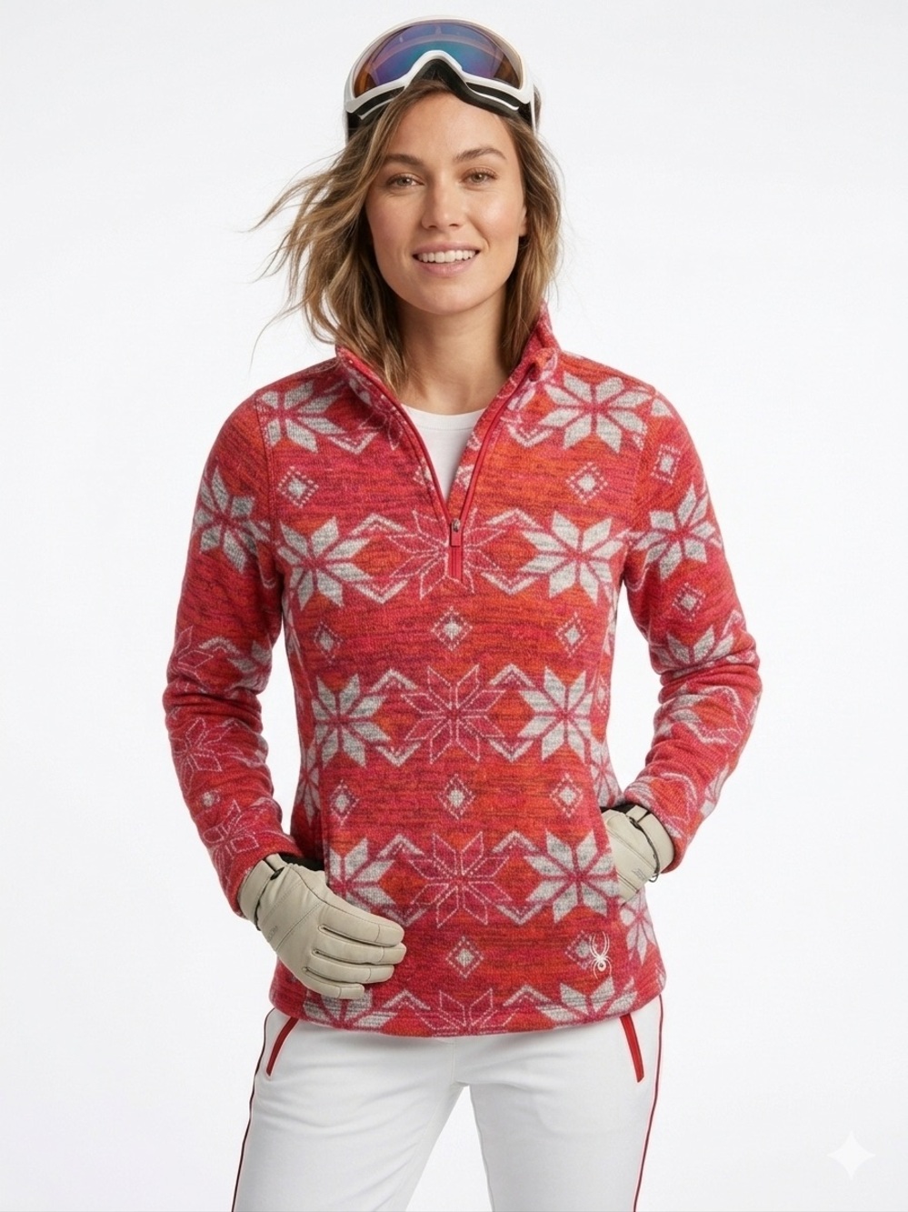 SPYDER Women’s Alpine Chic Fair Isle 1/4 Zip Fleece Pullover Sweater Sz 8 - 583